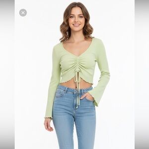 Pacsun lime green crop top boho cinched size xsmall